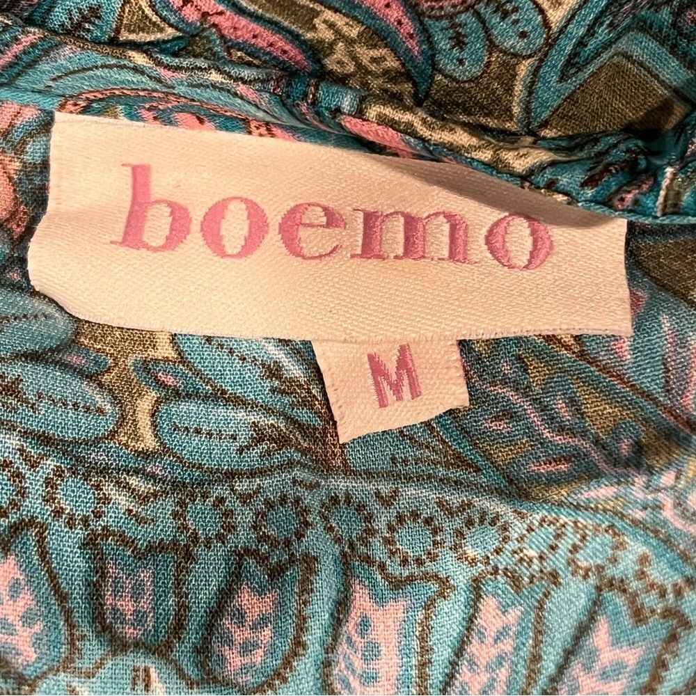 Boemo Anthropologie Turquoise Paisley Bohemian Peasant Maxi Boho Dress s‎ medium - Picture 8 of 12